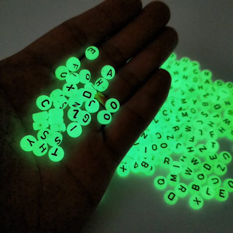Looconi Amaney 600 Pieces 4Ã—7mm Alphabet Letter Beads A-Z Glow in The Dark for Jewelry Making - Image 2
